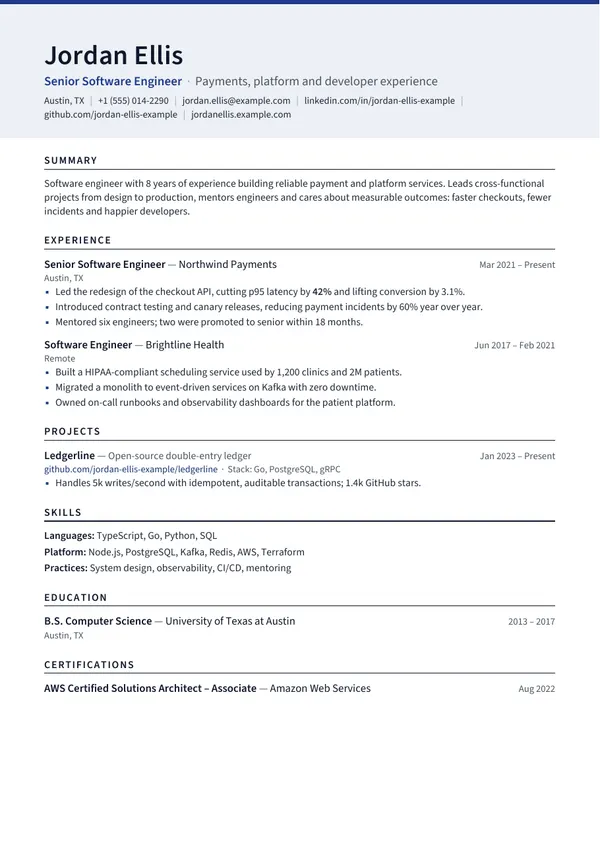 Executive Banner résumé template preview